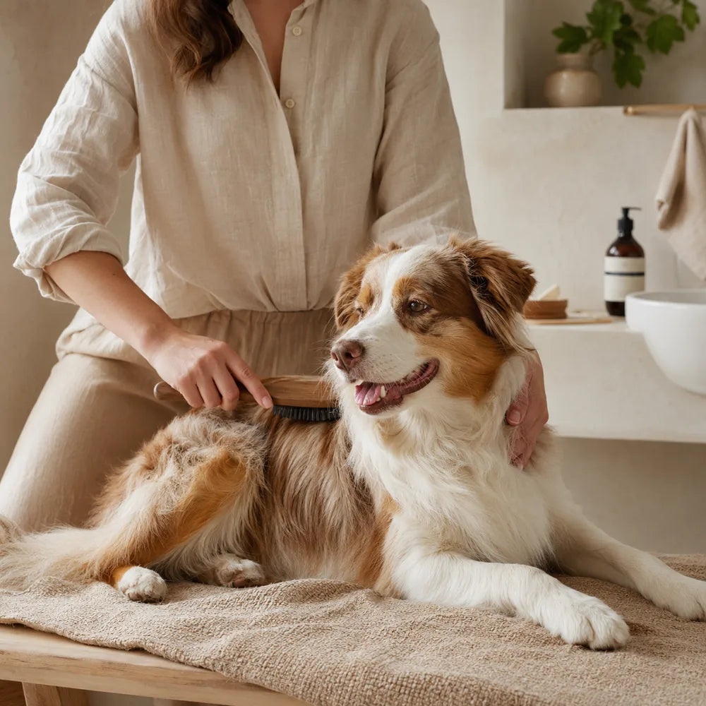 Dog enjoying a calm KROZO care routine