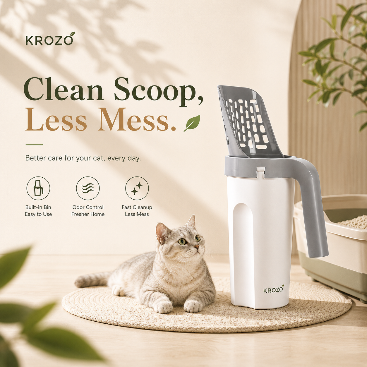 KROZO™ CleanScoop Litter Scoop & Waste Bin