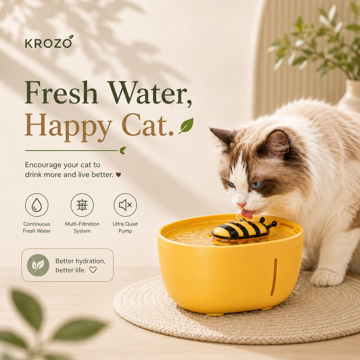 KROZO™ FlowPure Pet Water Fountain